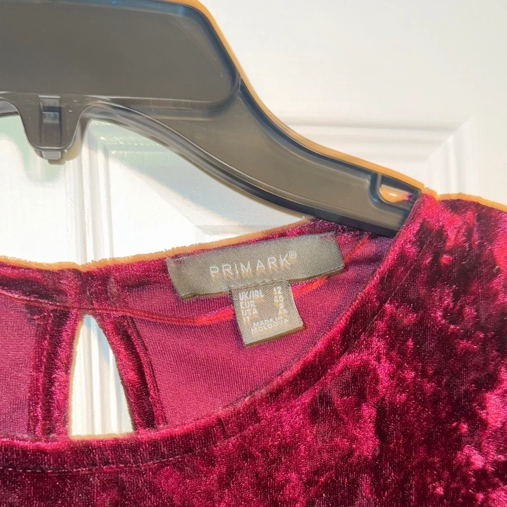 Primark Velvet Long Sleeve Top - Deep Red - Picture 2 of 10